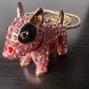 🐶 NWT! Pink Rhinestone Spud Dog Necklace